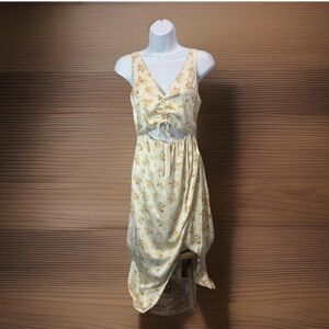 Abercrombie & Fitch Floral Cutout Midi Sleeveless Dress Yellow Size XSP Cottage